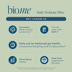 Bio.me Daily Prebiotic Fiber Powder Unflavored - 20 Travel Packs, 7g Per Serving - Soluble & Insoluble Fiber Supplement for Women & Men - Digestive Health & Gut Health - GLP-1 Friendly, Sugar Free
