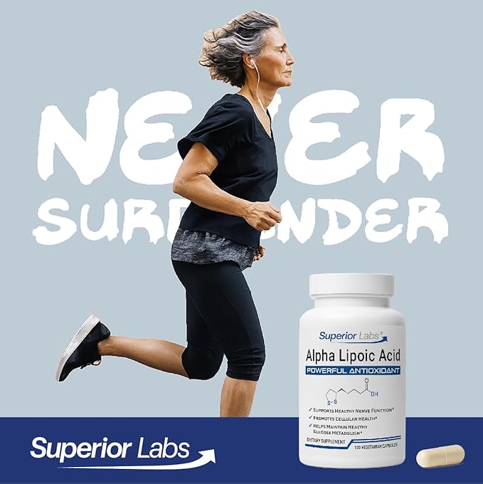 Superior Labs Alpha Lipoic Acid 600 mg Capsules, Pure Non-GMO ALA, High Absorption, Nerve Support, Healthy Circulation and Nerve Response, Healthy Aging Antioxidant, 120 Veg Caps, 4-Month Supply