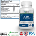 Well of Life Sleep Restore Supplement with Melatonin & Magnesium – Tranquil Sleep Support with L-Theanine GABA 5-HTP | Supports Relaxation & Calm Night Routine | 60 Vegan Capsules