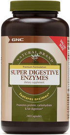 GNC Natural Brand Super Digestive Enzymes, Supports Protein, Carbohydrate and Fat Digestion, 240 Capsules