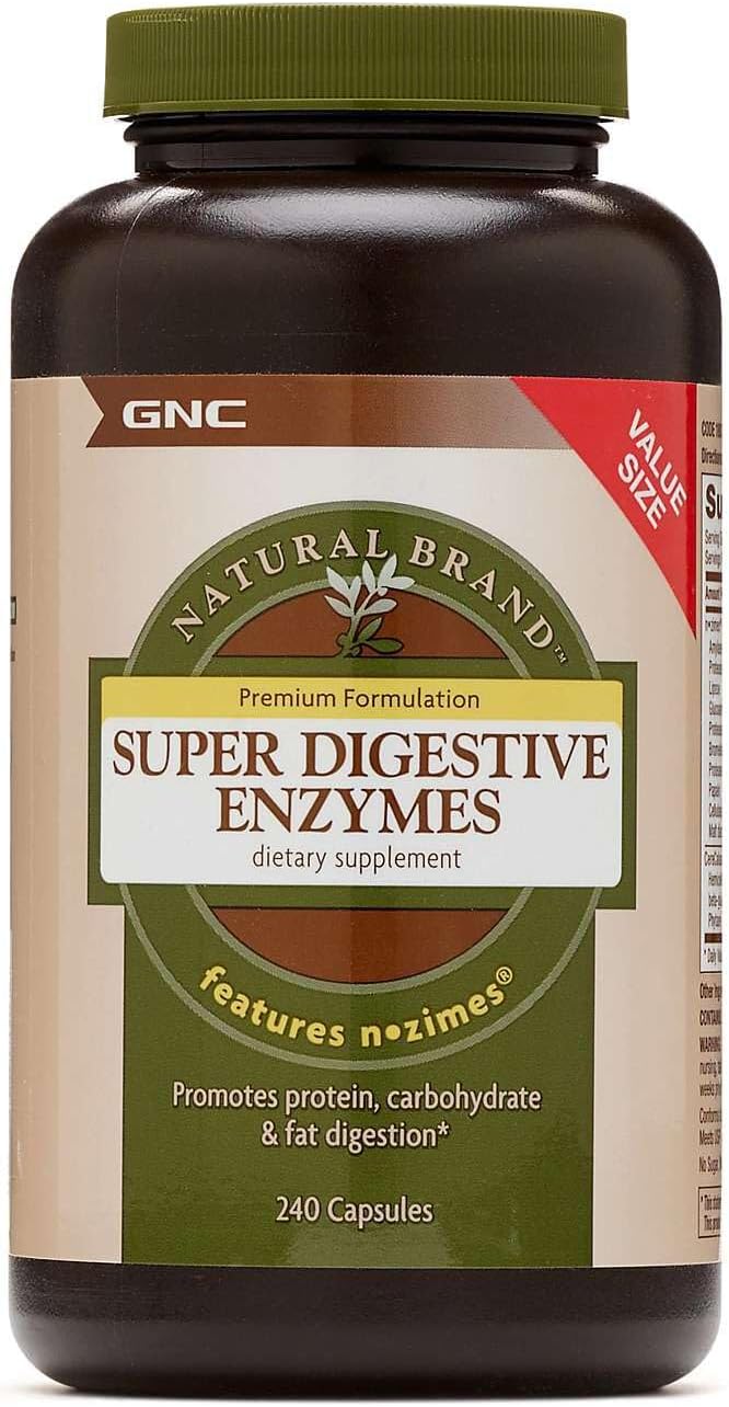 GNC Natural Brand Super Digestive Enzymes, Supports Protein, Carbohydrate and Fat Digestion, 240 Capsules