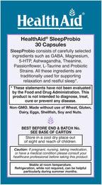 HealthAid SleepProbio, Vegan Sleep Support Supplement, 30 Capsules, Once Daily Probiotics and Herbs to Support Restful Sleep & Relaxation