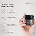PUROVITALIS NMN Powder, 99% Pure Longevir Nicotinamide Mononucleotide Supplement, NAD+ Boost for Cellular Health, Energy & Healthy Aging, 2-Month Supply (30g)