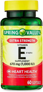 Vitamin E 670mg (1,000 IU) Extra Strength – 60 Softgels, Natural d-Alpha Vitamin E Supplement, Daily Vitamina E 1000 IU for Wellness (Pack of 1)