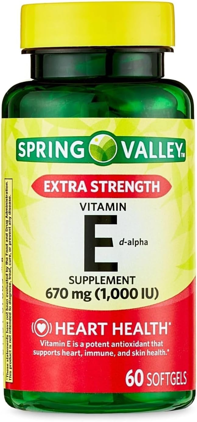 Vitamin E 670mg (1,000 IU) Extra Strength – 60 Softgels, Natural d-Alpha Vitamin E Supplement, Daily Vitamina E 1000 IU for Wellness (Pack of 1)