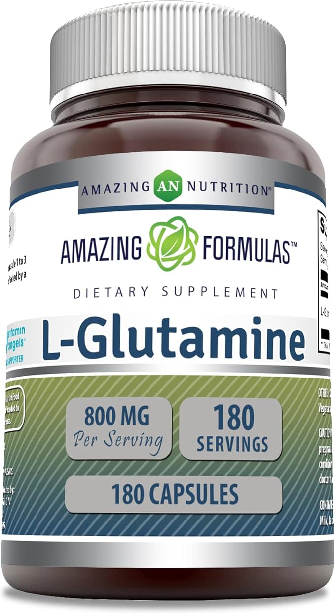 Amazing Formulas L-Glutamine Amino Acid Supplement | 800 Mg Per Serving | 180 Capsules | Non-GMO | Gluten Free | Made in USA