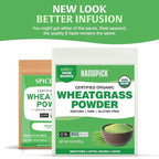 HANDPICK USDA Organic Wheatgrass Powder (10oz) Rich Green Powder - Lab Tested | 100% Whole Leaf | Gluten Free, Non-GMO | No Sugar, No Artificial Ingredients | Resealable Ziplock Pouch