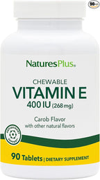 NaturesPlus Vitamin E 400 IU, Natural Carob Flavor - 90 Chewables - Supports Immune Health - Free Radical Protection - Gluten Free, Vegetarian - 90 Servings