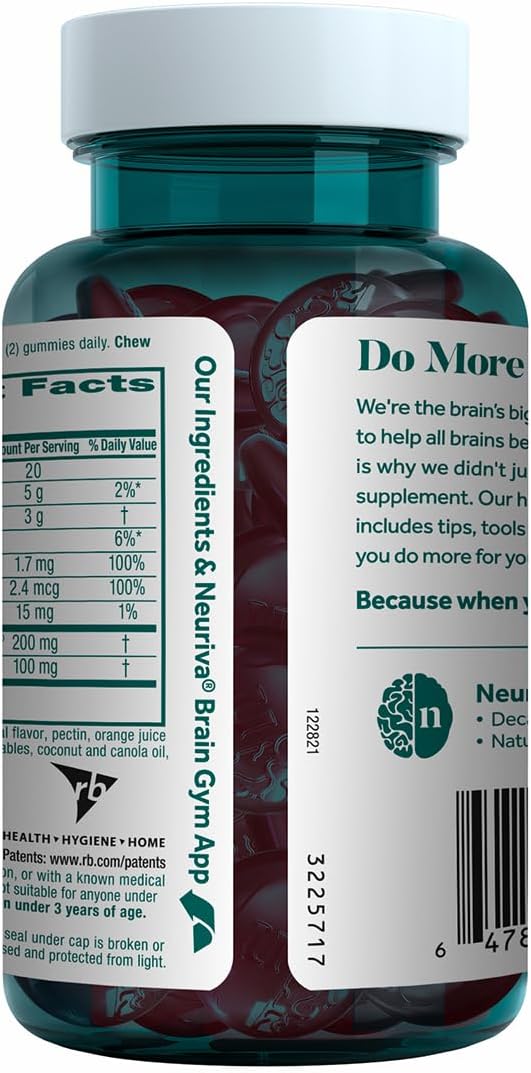 NEURIVA Plus Brain Supplement for Memory, Focus & Concentration + Cognitive Function with Nootropics Phosphatidylserine and Neurofactor, VIT B6 & B12, Strawberry Flavor, 50 Gummies (3 Pack)