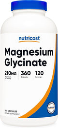 Nutricost Magnesium Glycinate Capsules (360 Capsules, 210 mg Per Serving) - Magnesium Glycinate Supplement for Gentle Absorption
