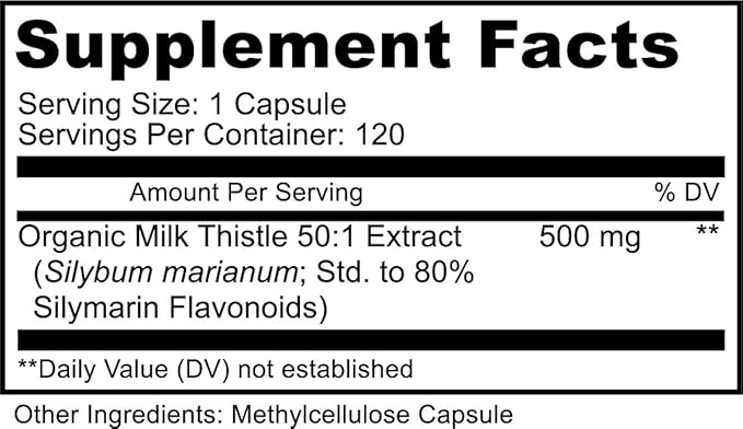 PURELY beneficial Organic Milk Thistle Capsules, 50:1 Milk Thistle Extract, Liver Cleanse & Antioxidant Support, 120 Veg Capsules, Vegan & Non-GMO