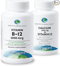 Earth's Splendor Energy + Bone Support Energy Bundle: Vitamin B12 & Calcium+Vitamin D, Gluten Free, No Artificial Flavors or Colors, Helps Energy Metabolism