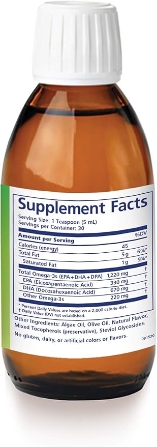 Omega-V Benefits Liquid Omega 3 Supplement - 5 oz, 30-Day Supply - Vegan Supplement with 1000mg EPA & DHA for Eye Health (Pack of 3)