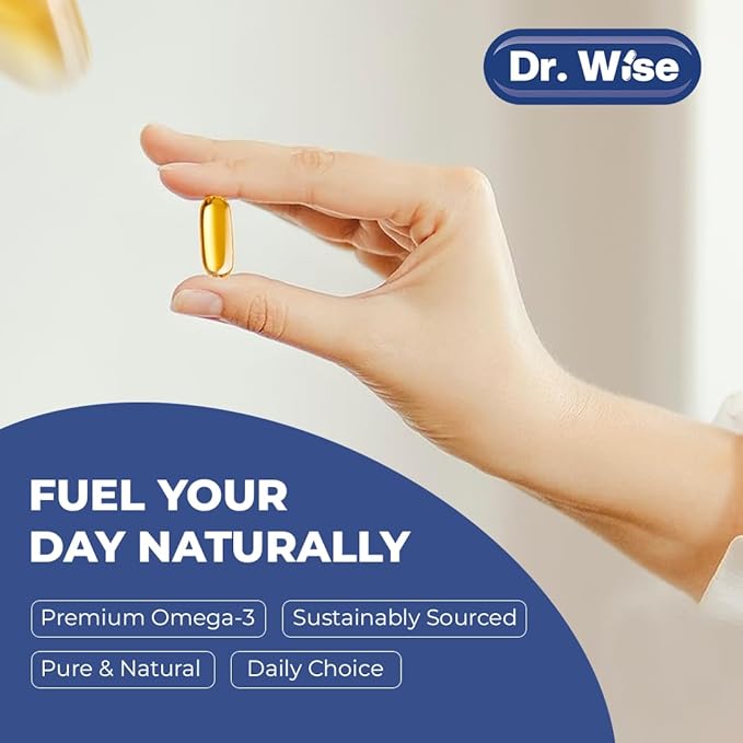 Dr. Wise Omega 3 Fish Oil 3600mg – 2160mg Omega-3 per Softgel (1300mg EPA, 860mg DHA) – Triple Strength, Once Daily – 90 Burpless Lemon Softgels – 3-Month Supply