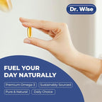 Dr. Wise Omega 3 Fish Oil 3600mg – 2160mg Omega-3 per Softgel (1300mg EPA, 860mg DHA) – Triple Strength, Once Daily – 90 Burpless Lemon Softgels – 3-Month Supply
