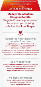 MegaRed Ultra Concentrate 750mg Omega-3 Krill Oil Fatty Acid Supplement with EPA/DHA, Antioxidant Astaxanthin, No Fish Oil Aftertaste Supports Heart Health, 80 Count Softgels (2 Pack)