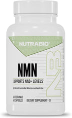 NutraBio NMN - NAD Supplement, Longevity Support, Boost NAD Levels, Increase Cellular Energy, Brain Health, Healthy Aging- 60 Servings- 60 Capsules
