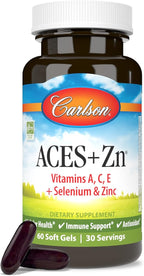 Carlson - ACES + Zn, Vitamins A, C, E + Selenium & Zinc, Cellular Health & Immune Support, Antioxidant, 60 Softgels