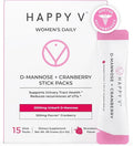 Happy V D-Mannose + Cranberry Stick Packs | Dr Formulated Urinary Tract Support Supplement | D Mannose Supplements for Women - Bladder Support - Promotes Urinary Comfort - 15 Stick Packs