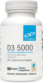 XYMOGEN D3 5000 - Bioavailable Vitamin D3 5000 IU (125 mcg) - High Strength Vitamin D Supplement for Immune Bone & Heart Health Support - 90 Softgels
