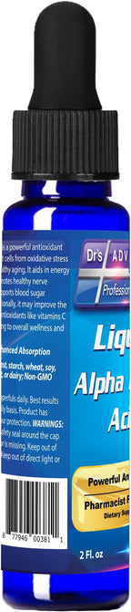 Dr's Advantage Alpha Lipoic Acid 2oz Dropper - ALA Supplement for Nutritional Support - Alpha-Lipoic Acid Liquid for Health - ALA Vitamin Nutritional Supplements