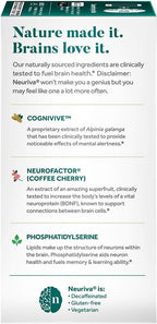 NEURIVA Ultra Decaf Clinically Tested Nootropic Brain Supplement for Mental Alertness, Memory, Focus & Concentration, Cognivive, Neurofactor, Phosphatidylserine, Vitamin B6 B12, 60 Caps (2 Pack)