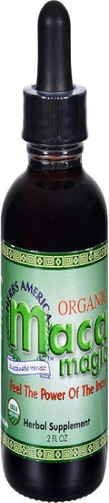 Maca Magic: 100% Organic Liquid Extract (2oz) Peruvian Premium Grade Maca - Full Spectrum Blend of Black Maca, Red Maca, Purple Maca, and Yellow Maca - Certified Organic - Raw Vegan