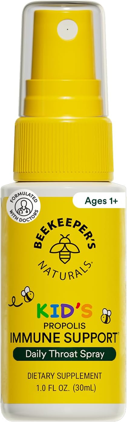 Kids Propolis Throat Spray - Natural Immune Support & Sore Throat Relief - by BEEKEEPER'S NATURALS - Has Antioxidants & Gluten-Free (1.0 oz) Pack of 1 (Kids)