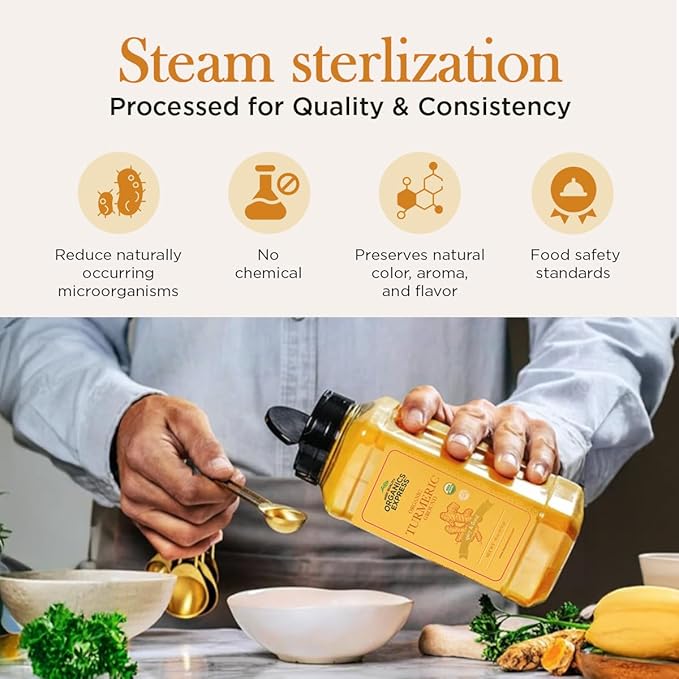 HQOExpress Organic Ground Turmeric Powder – USDA Organic, Non‑GMO, Kosher, Lab Tested –Chef Jar (18 oz) – Sustainably Grown, Traceable, Legacy Brand Since 1977