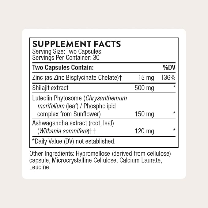 THORNE - Advanced Testosterone Support - Men's Health Supplement - Supports Healthy Testosterone Levels & Muscle Fatigue* - with Ashwagandha, Shilajit & Zinc - Third-Party Certified - 60 Capsules