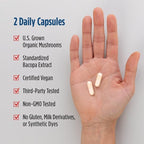 Nordic Naturals Cognition Mushroom Complex, Unflavored - 60 Capsules - Brain, Memory & Mood Support - Blend of Lion’s Mane Mushroom & Bacopa Extract - Non-GMO - Certified Vegan - 30 Servings