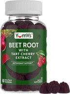 YUM-V'S Beet Root Gummies with Tart Cherry Extract - Berry Flavor Beetroot Gummies - Beet Chews for Blood Circulation and Antioxidant Support - Red Beets Gummies Berry 60 Count (Pack of 2)