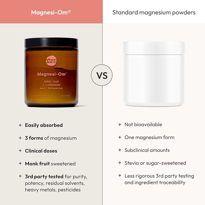 Moon Juice Magnesi-Om Magnesium Powder Supplement - Chelated Magnesium Complex + L-Theanine Blend for Rest, Relaxation & Regularity - Vegan, Non-GMO & No Sugar, Berry Sticks, 0.14 oz, 18 Servings