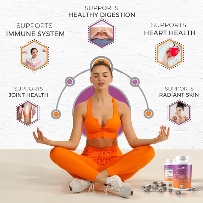Mangosteen + Turmeric Capsules | Joint & Digestion Support | Formulated for Wellness, Includes Natural Ingredients | 120 Vegetarian Capsules, 1500mg per Serving