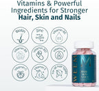WEEM Hair Skin and Nails Gummies - Supports Healthy Hair - Vegan biotin Vitamins for Women & Men Supports Faster Hair Growth, Stronger Nails, Healthy Skin, Extra Strength (3)