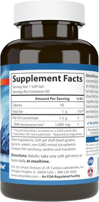 Carlson - Elite DHA Gems, 1000 mg DHA, Wild Caught, Sustainably Sourced, Brain Function & Healthy Vision, 60 Softgels