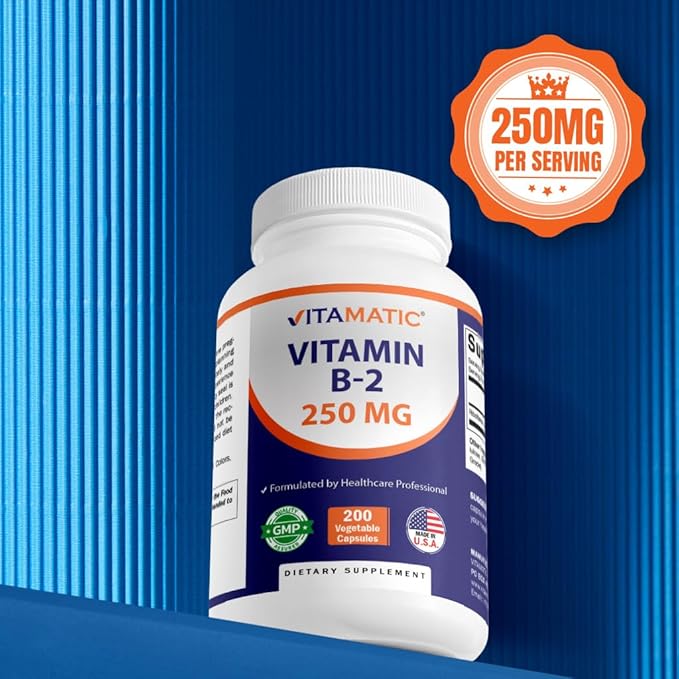 Vitamatic Vitamin B2 (Riboflavin) 250 mg - 200 Capsules - 2 Pack