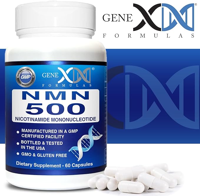 Genex Formulas NMN 500mg - 99% Pure Shelf Stabilized Supplement Capsules for Increased NAD Levels & Healthy Aging, GMP Certified, 500mg per Serving, 60 Capsules