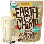 EarthChimp Organic Vegan Protein Powder - with Probiotics - Non GMO, Dairy Free, Non Whey, Plant Based Protein Powder for Women and Men, Gluten Free - 52 Servings 64 Oz (Vanilla)