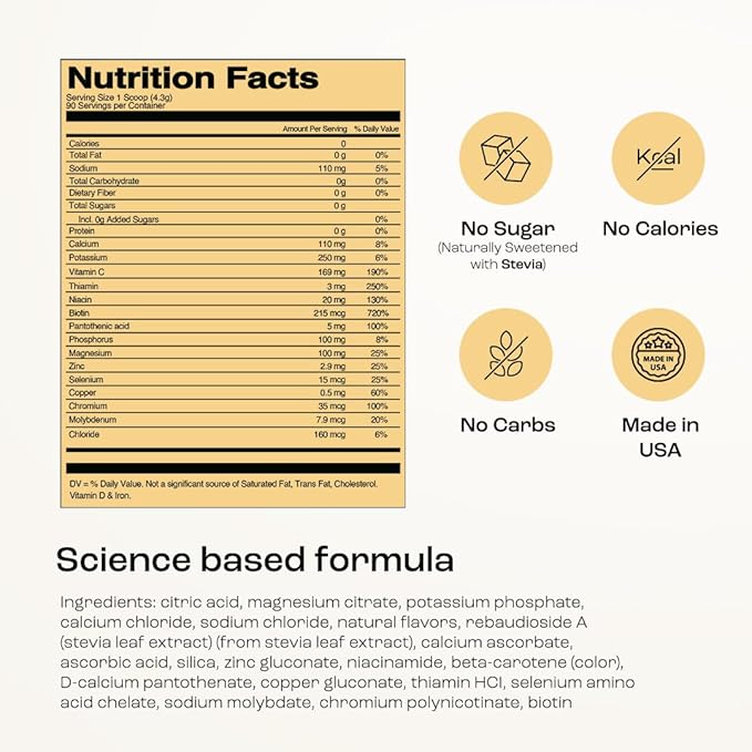 KEY NUTRIENTS Multivitamin Electrolytes Powder No Sugar - Tropical Pineapple Coconut Electrolyte Powder - Endurance & Energy Supplement - Hydration Powder - No Calories - 90 Servings - Made in USA