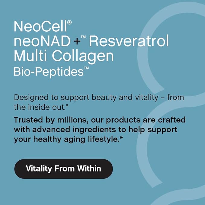 NeoCell NAD+ Resveratrol Supplement | with Multi Collagen Bio-Peptides | 60 Capsules | Supports Healthy Aging & Cellular Energy