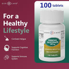Gericare Ferrous Gluconate 27mg Iron Tablets, Gentle Daily Iron Supplement to Support Healthy Iron Levels & Natural Energy, Easy-to-Digest Formula, 100 Count (Pack of 1)
