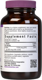 Bluebonnet Nutrition Folic Acid 800mcg, Healthy Neurological Development, Soy, Dairy & Gluten Free, Non-GMO, Kosher Certified, Vegan, Vegetable Capsules, 180 Count