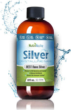 NutriNoche Colloidal Silver Liquid - Premium Silver for Immune Support - Organic Plata Coloidal para Tomar - 99.99% Ultra Pure Nano Particles for Optimal Absorption - 30 ppm 8 oz