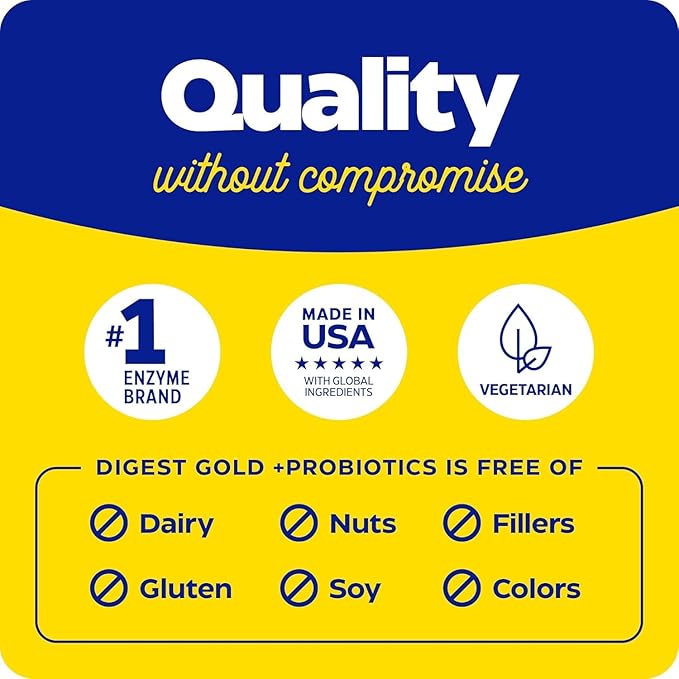 Enzymedica Digest Gold + Probiotics, 2-in-1 Formula for Gut Health, Digestive Enzymes & 1 Billion Active Probiotic Cultures, 45 Count