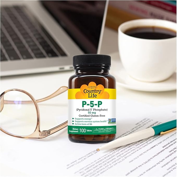 Country Life P-5-P Vitamin B6 – Bioavailable Pyridoxal-5-Phosphate Supplement for Energy, Nervous System Support, and Red Blood Cell Growth – Certified Gluten Free, Vegan, Non-GMO – 100 Capsules
