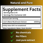 Lion’s Mane Tincture, High Potency, Double Extracted, 120 Daily Doses