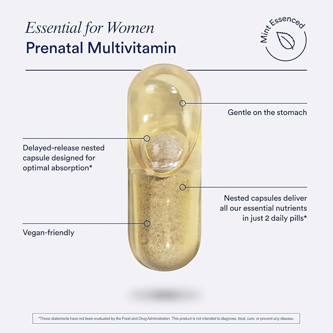Ritual Prenatal Multivitamin for Women - Key Essential Vitamins and Minerals to Support Mom and Baby During Pregnancy* - Folate, Choline, Omega-3 DHA, Iron - Vegan - Mint - 60 Capsules - 30 Servings
