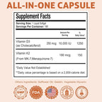 Health Dose Vitamin D3 10,000 IU + K2 (MK7) Supplement, 2-in-1 Formula, Immune Support, a Healthy Mood, Heart, Joint, Teeth, Bone Health, Calcium Absorption, 180 softgels. (5)