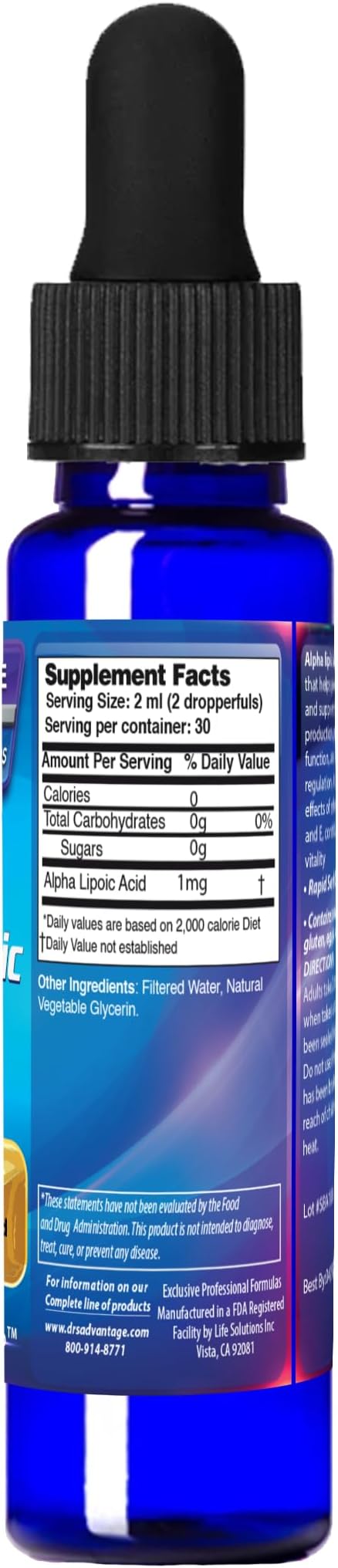 Dr's Advantage Alpha Lipoic Acid 2oz Dropper - ALA Supplement for Nutritional Support - Alpha-Lipoic Acid Liquid for Health - ALA Vitamin Nutritional Supplements